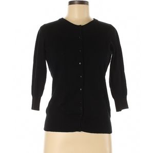 Black 3/4 Sleeve Lightweight Cardigan